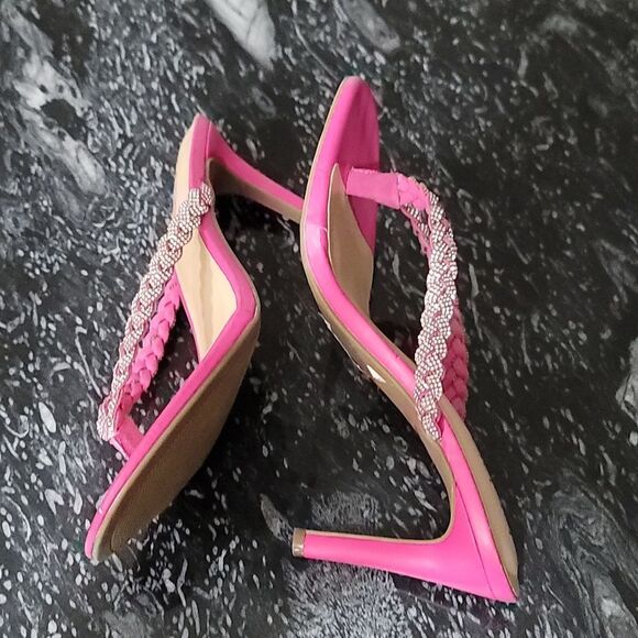 BRAND NEW BEBE AISLINN WOMEN'S RHINESTONE SLIP ON HEELS SANDAL - Picture 15 of 16